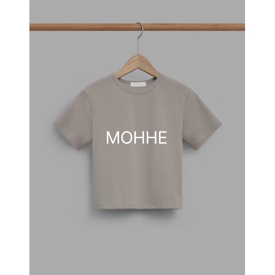 预售韩国东大门25夏季新款mohhe时尚休闲简约纯色百搭圆领短袖女