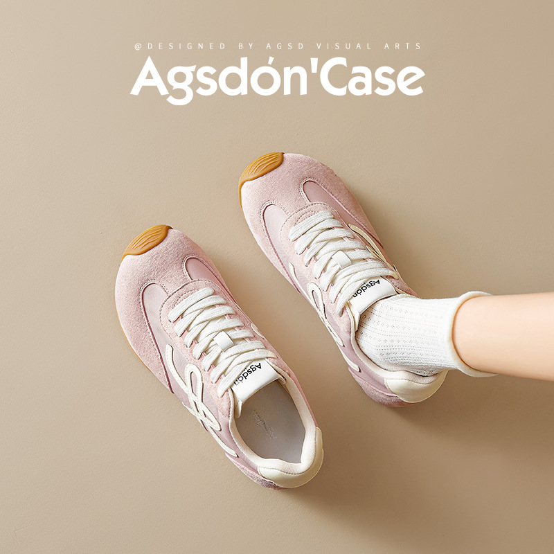 Zapatillas de entrenamiento alemanas rosas Augusden para mujer, modelo nuevo de primavera 2026, zapatillas casuales de suela gruesa para combinar con faldas