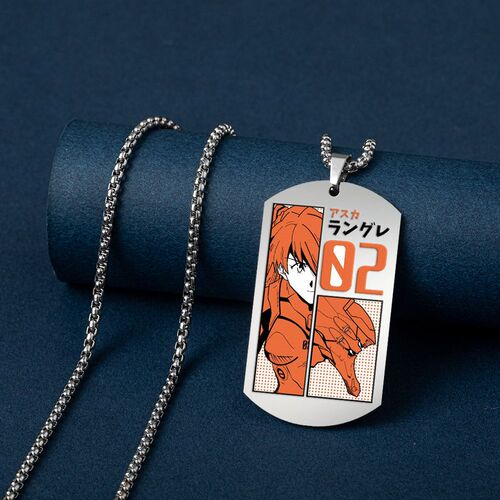 Japanese Anime EVA: Neon Genesis Evangelion Anime Accessories Titanium Steel Color Printing Tag Stainless Steel Military Badge Necklace