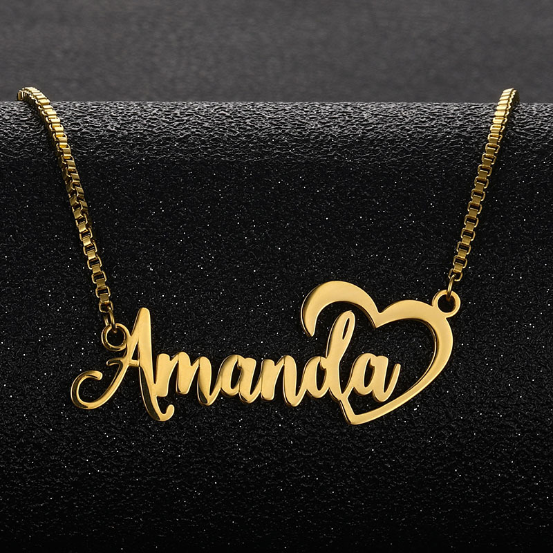 Necklace with letters heart shaped