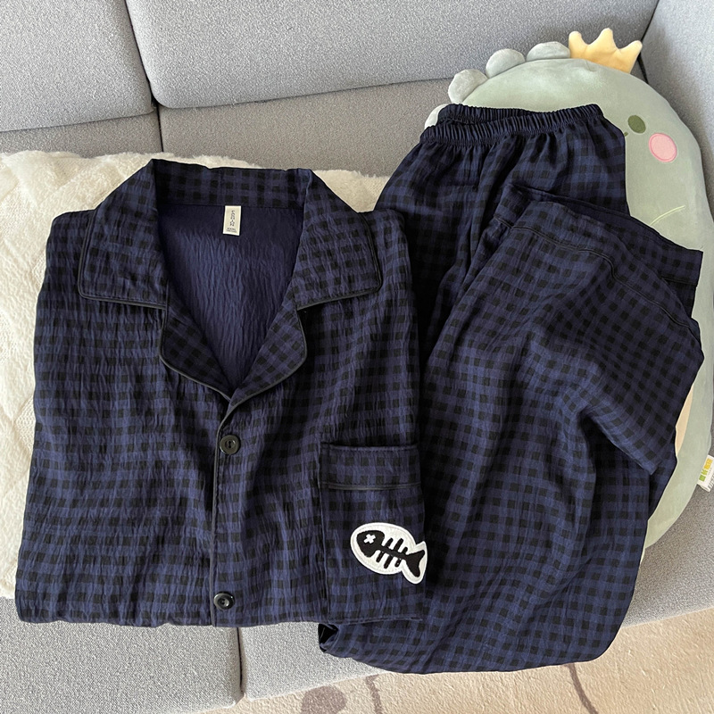 Nube de algodón para parejas pijamas de primavera y otoño de mujeres de manga larga red de alta sensación de tamaño grande hombre ropa de hogar suelta verano