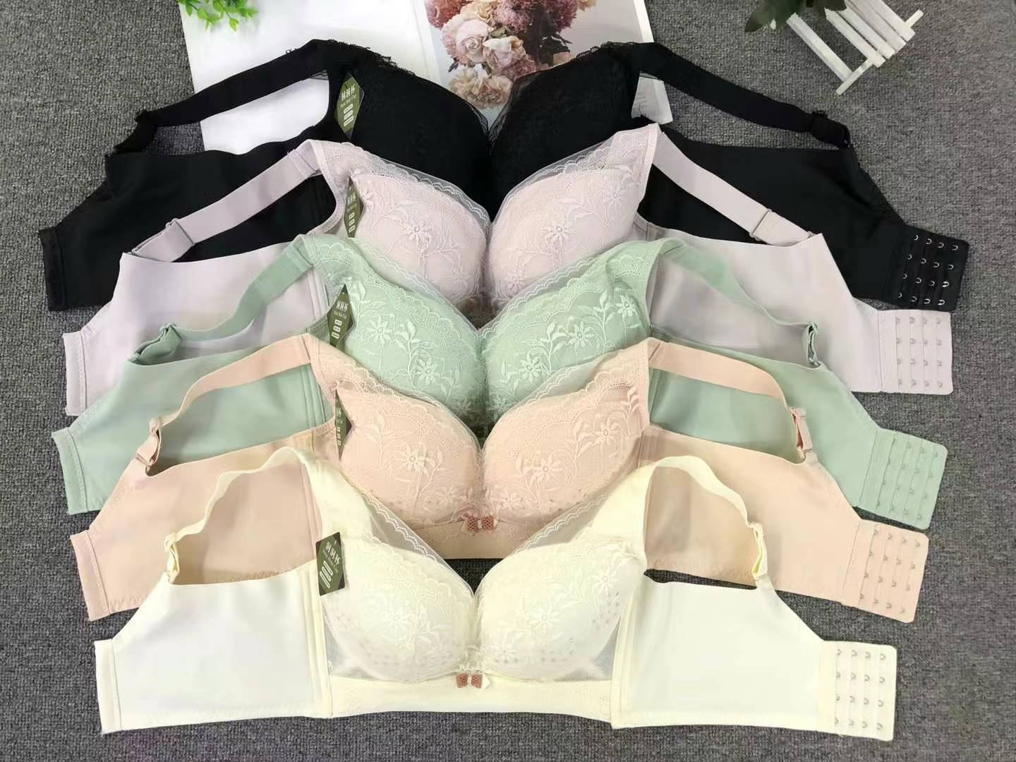 Nuevo sujetador de alta calidad de moda de encaje jacquard transpirable y cómodo ajuste lateral de pecho de cuatro botones ropa interior mujer