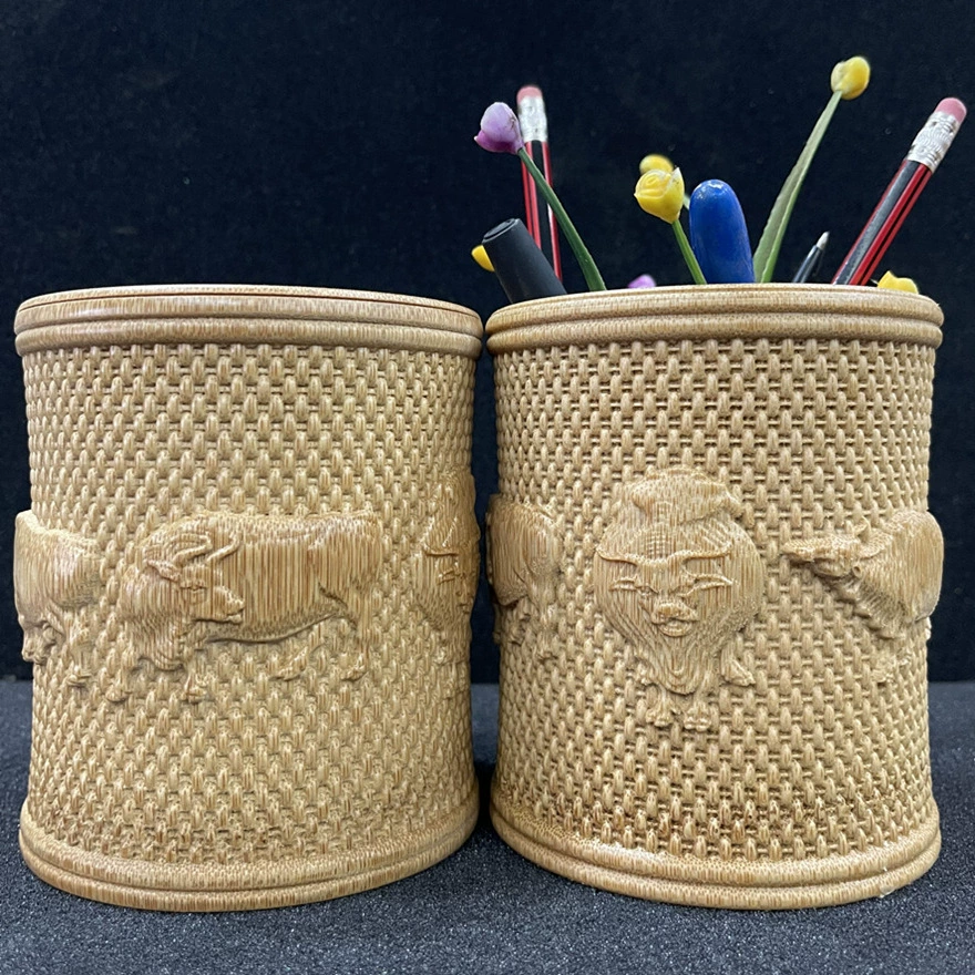 Бамбуковый держатель для ручек плавающая резьба бамбуковый держатель для ручек исследование Четыре сокровища щетка баррель трубка для хранения Jianghu стойла трубки бамбуковые изделия оптом