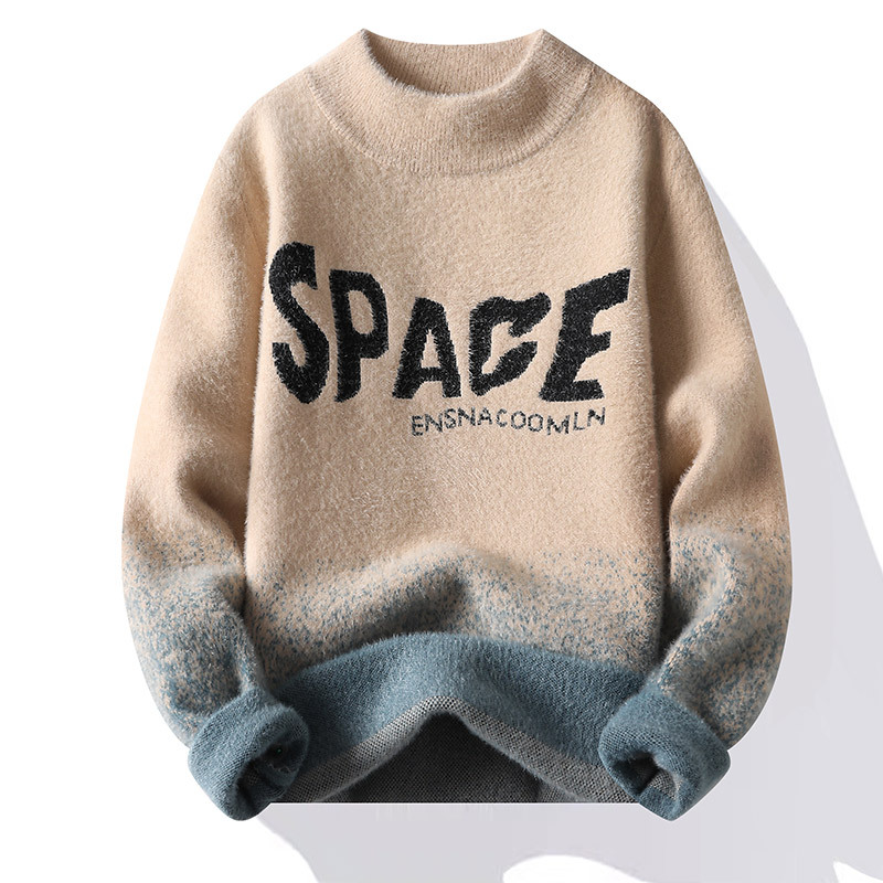 Pull de marque tendance pour hommes, pull en tricot ample et décontracté à col rond pour hommes, beau pull d'hiver pour jeunes_voghion.com