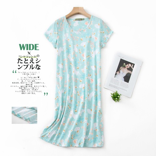 Summer Cotton Short Sleeve Cute Sleepwear Set Hooded Women's Thin Plus Size Women's Sleep Dress Homecoming Clothes