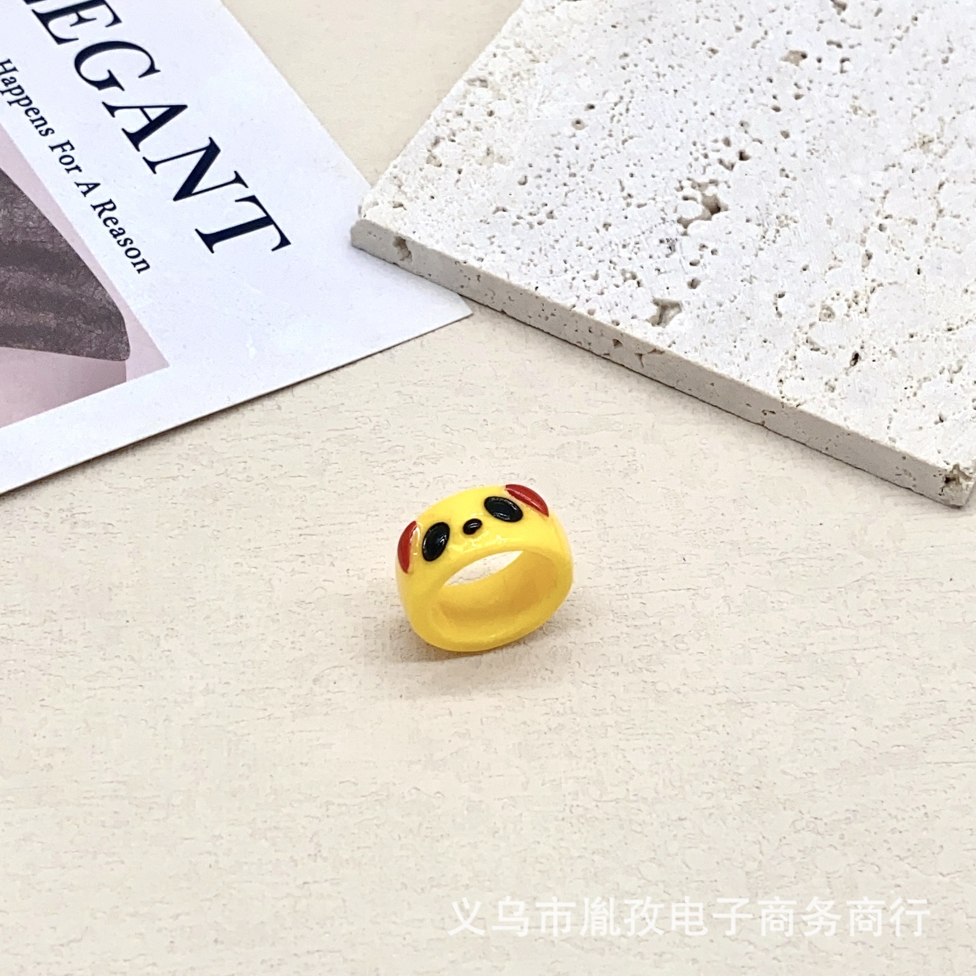 Transfronterizo nuevo personalizado colorido Panda de dibujos animados divertido anillo de resina pintado a mano INS estilo lindo anillo