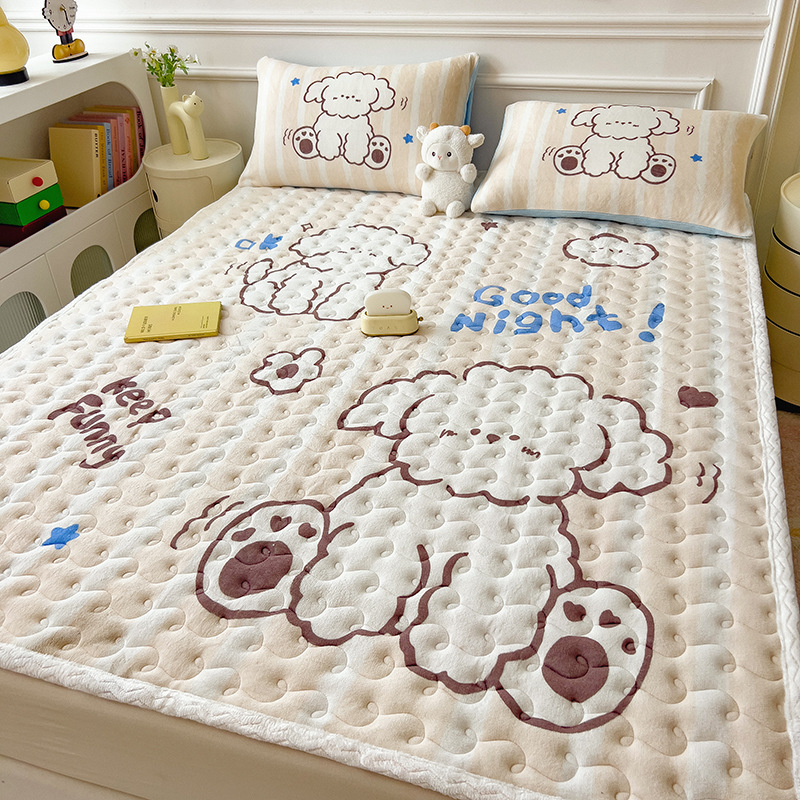 Milk Velvet Bed Pad Cushion fleece-lined Thickened Mattress Household Double Mattress Student Dormitory Single Mattress Cushion