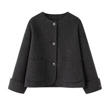 现货2025秋季新款法式气质小香风复古双面尼大衣外套女 5FA170811