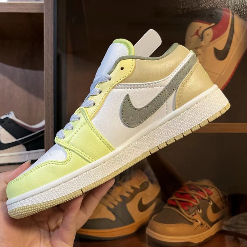 AJ1 퓨어 오리지널 화이트 및 그린 발가락