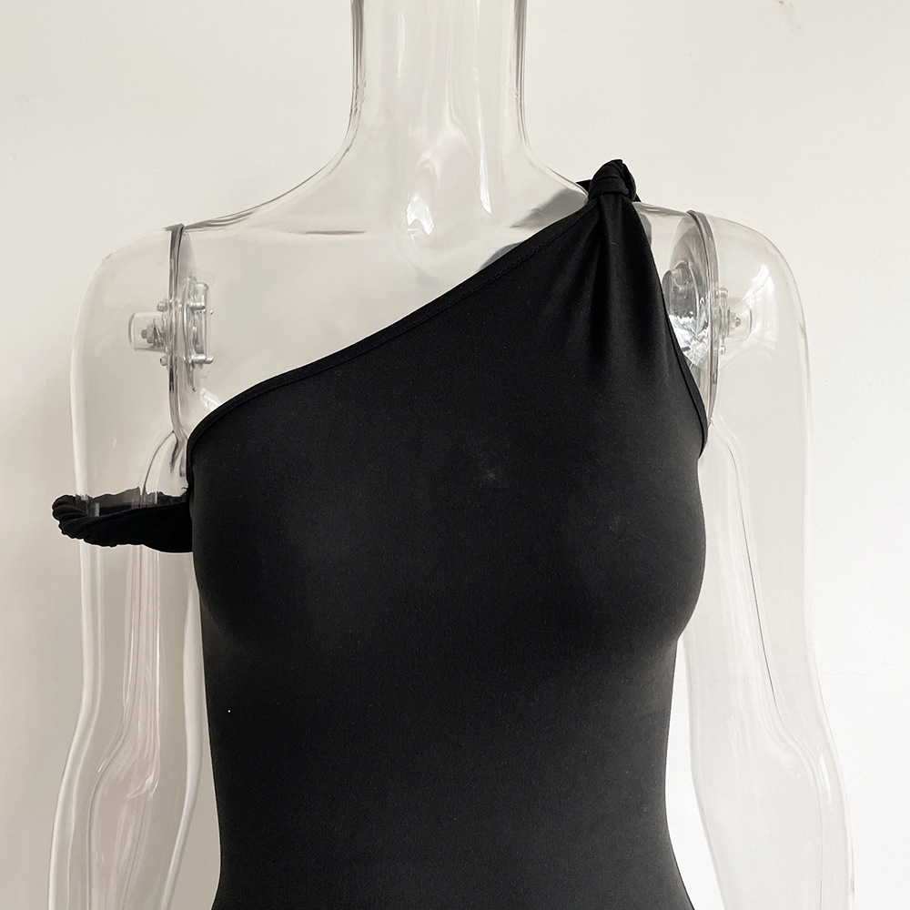 Black Oblique Shoulder Cami Dress Bulk Boutique Clothing