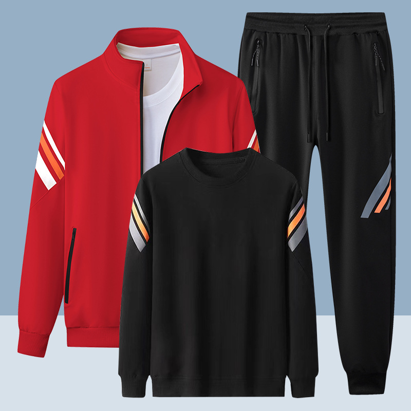 Otoño y invierno pareja de tres piezas juego de carreras deportivas casuales camisetas cardiganes chaqueta universal para hombres y mujeres