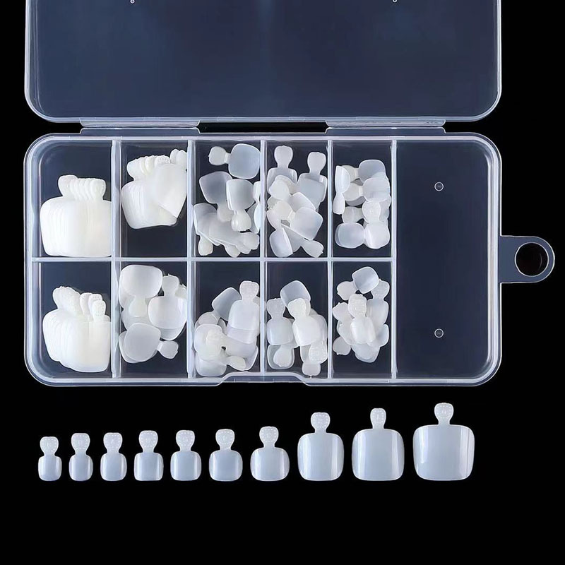 100 piezas de pieza de uñas de pie uña falsa uña del dedo del pie pieza de uñas color natural