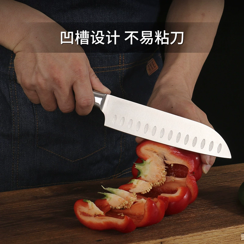 Прямая трансляция горячие продажи оптовые кухонные ножи из нержавеющей стали японский кухонный нож острый шеф-нож Сантоу нож
