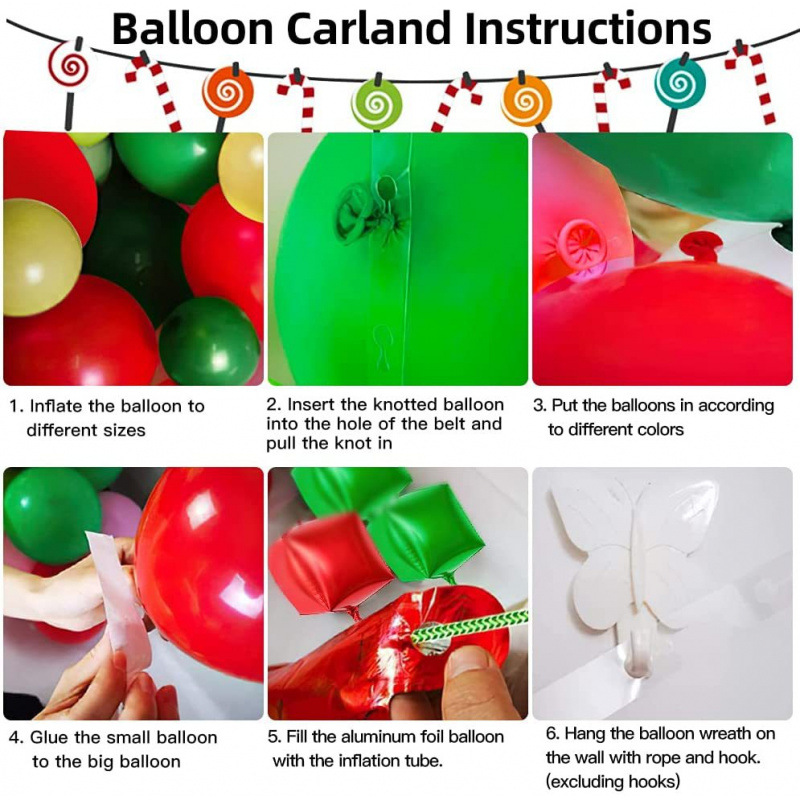 97 pezzi di ghirlanda di palloncini di Natale, set di archi, scatola regalo, decorazione per feste di Natale con stelle esplosive, palloncino fai da te_voghion.com