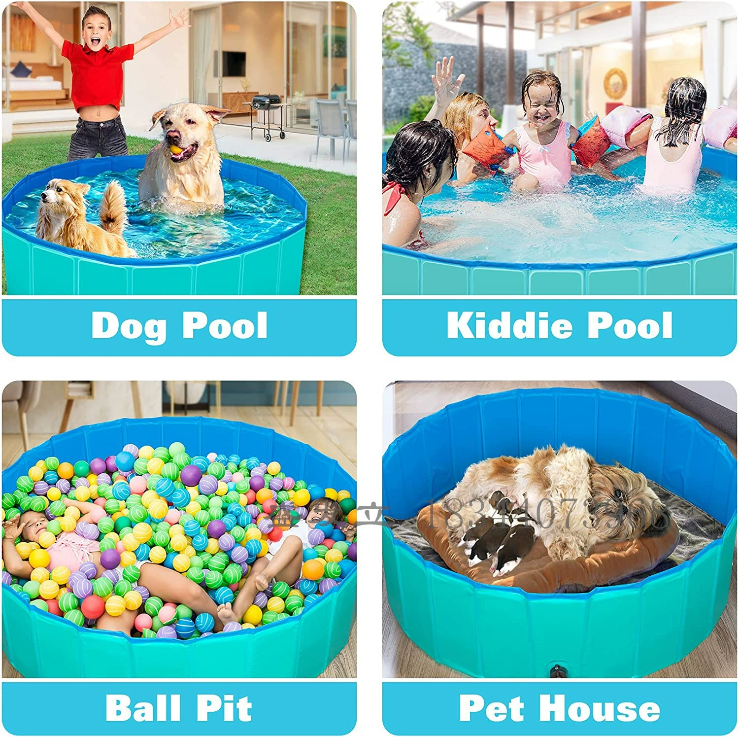 Amazon в наличии Складной бассейн для собак Забор для ванны Наружная нейлоновая ванна для домашних животных Бассейн Питомник Чистящие средства