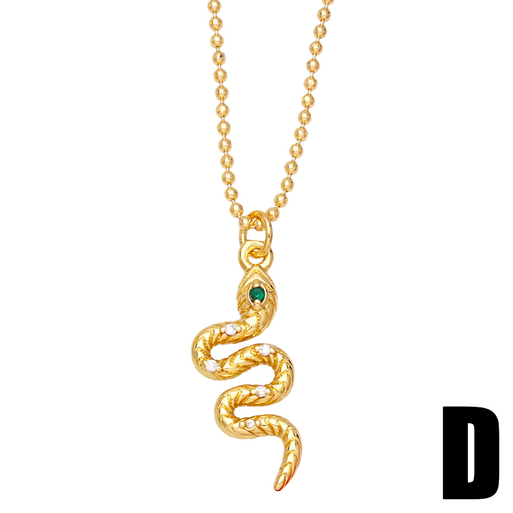 new animal snake pendant copper gold-plated inlaid zircon necklace