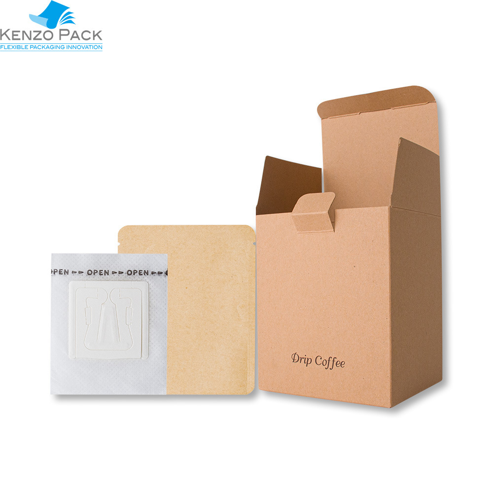 Pla bolsa de oreja sellada de tres lados papel de aluminio de color Chapado en aluminio papel de filtro de café lavado a mano bolsa de embalaje pequeña al por mayor