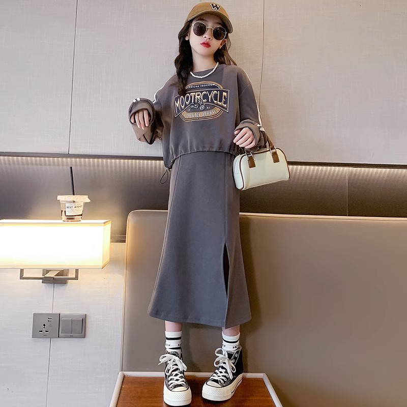 Meedercher Set 2023 New Style Large Wear Fashionable Western Hallef Rock Kanner Fréijoer an Hierscht Hoodie Trendy Kleeder_voghion.com