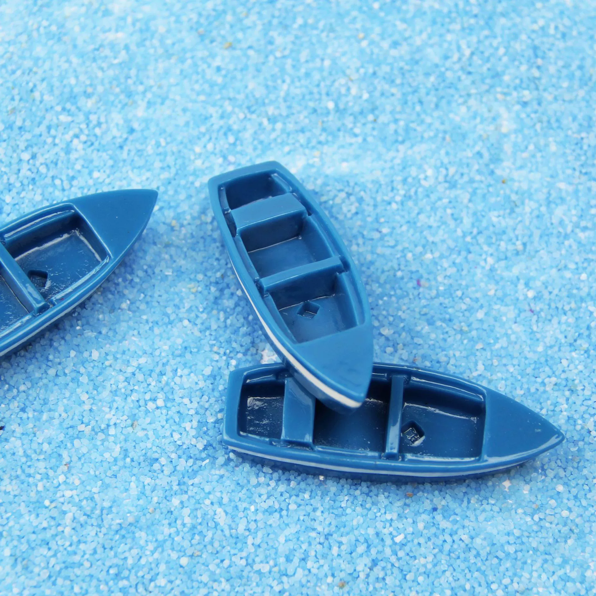 Микро пейзаж Смола маленькая синяя лодка Смола украшения прямые синие лодки мясистые украшения небольшая лодка