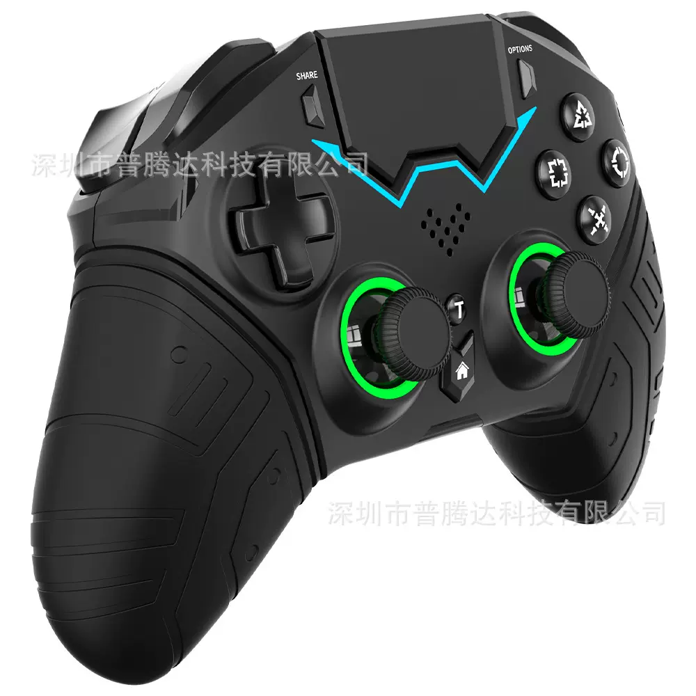 精品PS4游戏手柄硅胶握把RGB六轴体感触摸PC手机PS4无线主机掌机