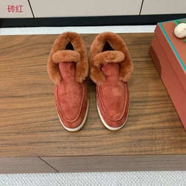 跨境外贸冬季情侣款羊皮毛一体雪地靴舒适平底大码保暖毛毛鞋短靴