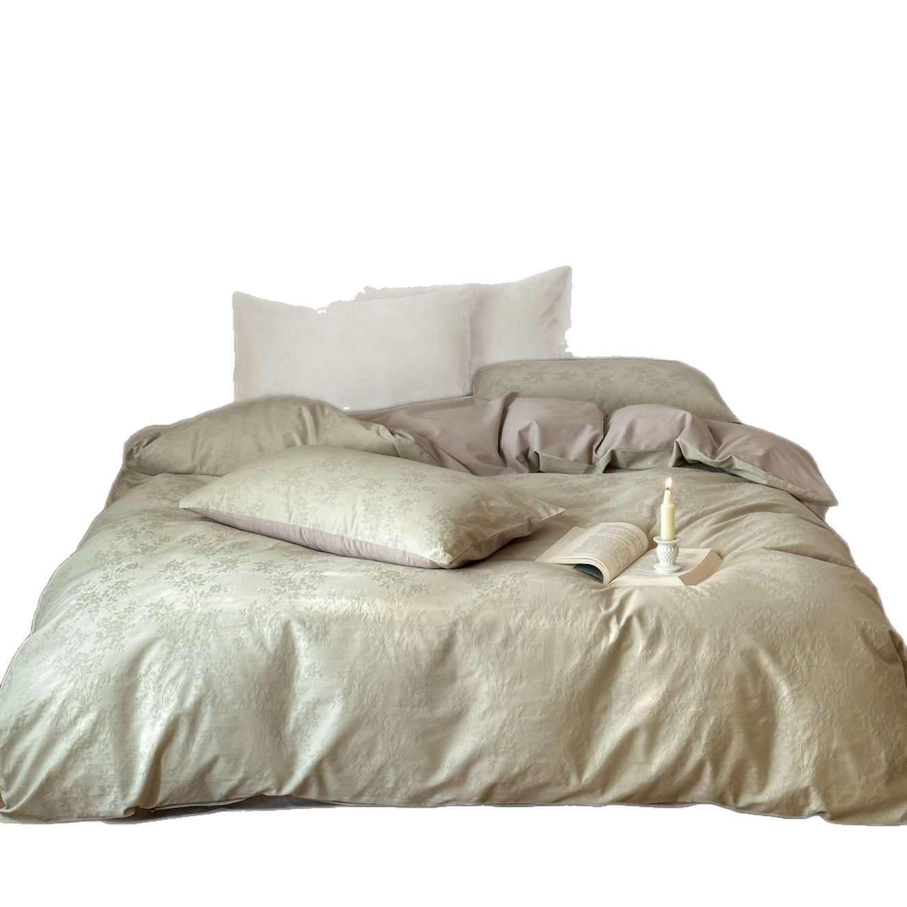 Otoño e invierno nueva clase A juego de cuatro piezas de algodón cepillado sábana de cama de color sólido simple cubierta del edredón sábana de dormitorio de tres piezas de algodón puro