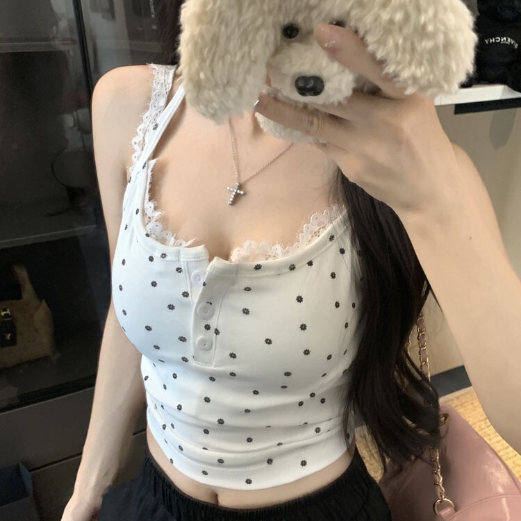 New Style Pure Desire Style Lace Small Sling Women's Summer Belt Chest Pad Wave Dot Vest Slim-fit Inner Beauty Back Wrap Chest