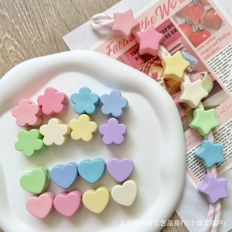 6mm Large Hole Beads Star Heart Flower DIY Letter Pendant Pet Necklace Acrylic Beads