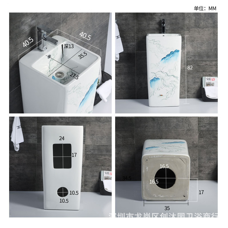 lavabo de cerámica integral lavabo de hotel lavabo balcón inodoro pequeño modelo de ingeniería de lavabo