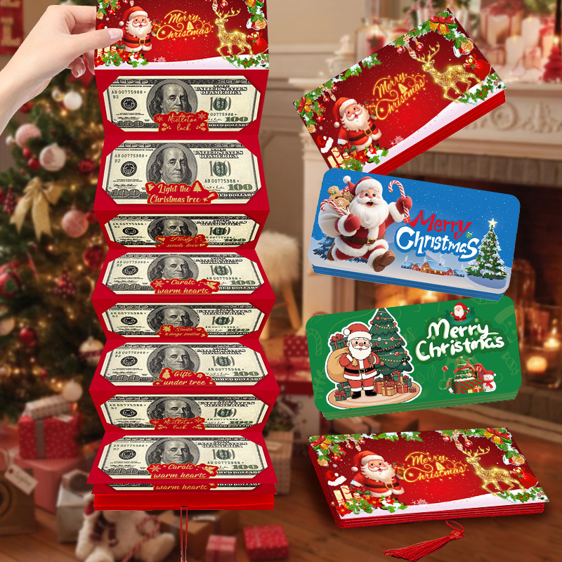2025 新しいクロスボーダーサンタクロースドル 10 カードスロット赤い封筒クリスマスサプライズパーティー貯金箱|undefined