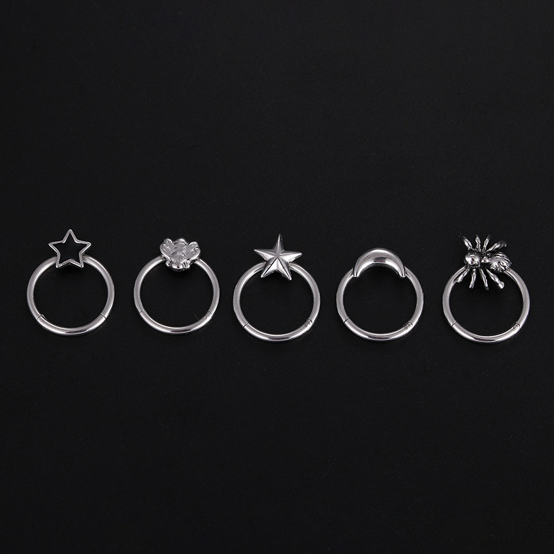 6g Weight Hip-hop Star Titanium Steel Polishing Nose Ring Nose Pin
