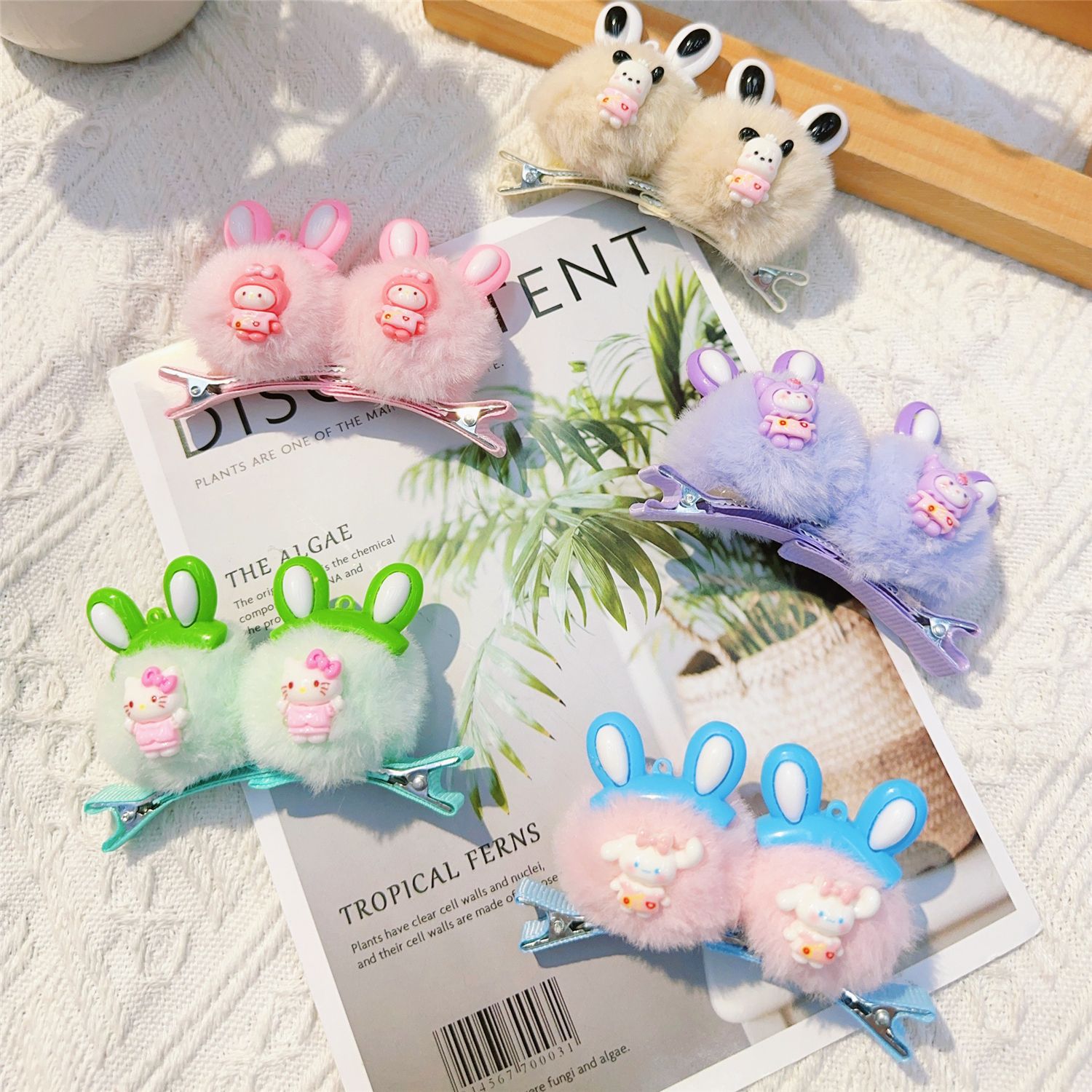 Pink Clothes Sanli Group, Erect Ears, Hair Ball Hair Clip, 10 Starting Prices