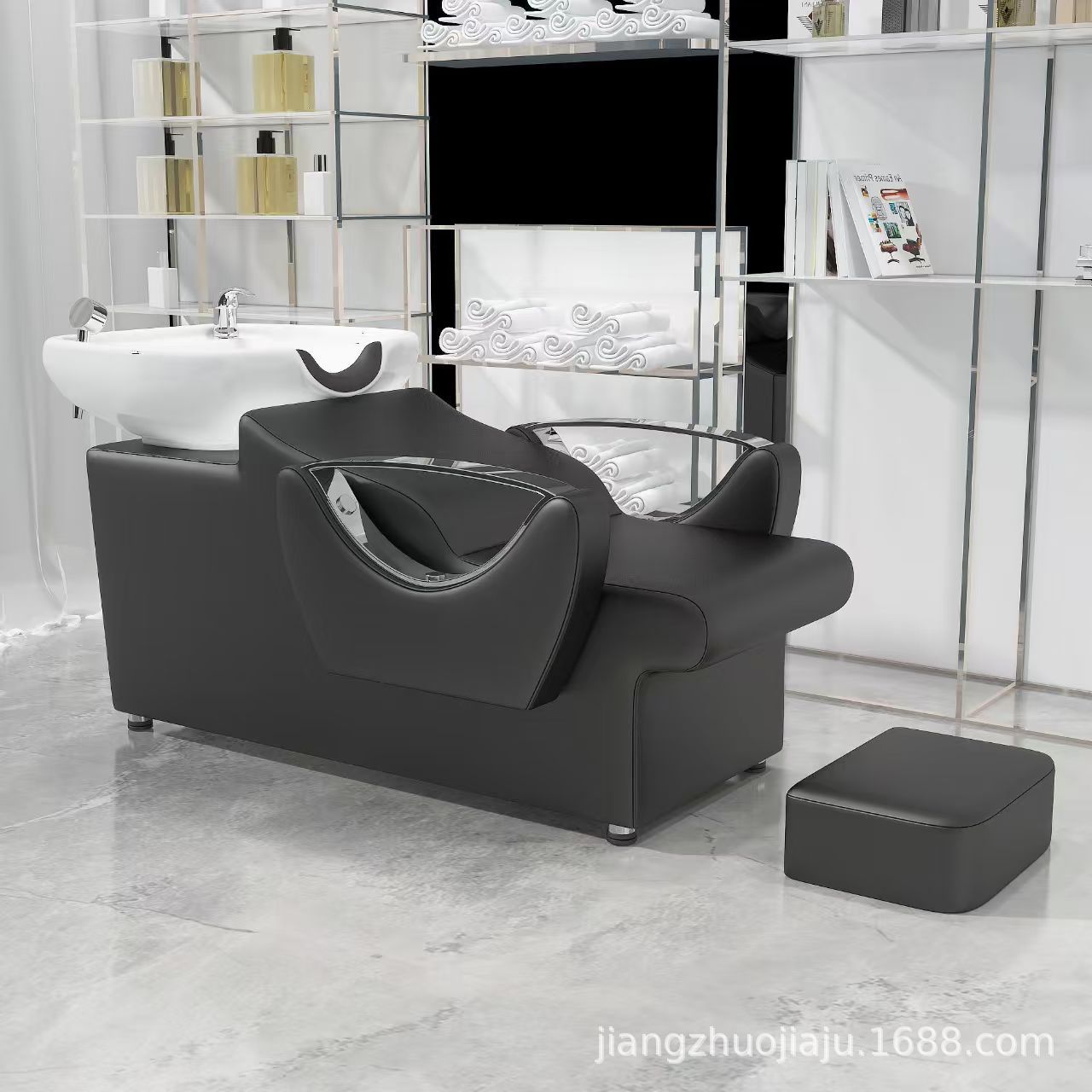 Red en línea lavabo de cerámica lavabo de cabello salón de pelo sillón lavabo de cabello cama de lavado de agua lavabo de cabello barbería cama de lavabo de cabello cómodo