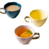 Scandinavian cute cup for beloved, coffee capacious ceramics with glass