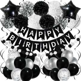 55件气球拱门套装happy birthday拉旗折纸花球五角星生日派对装饰