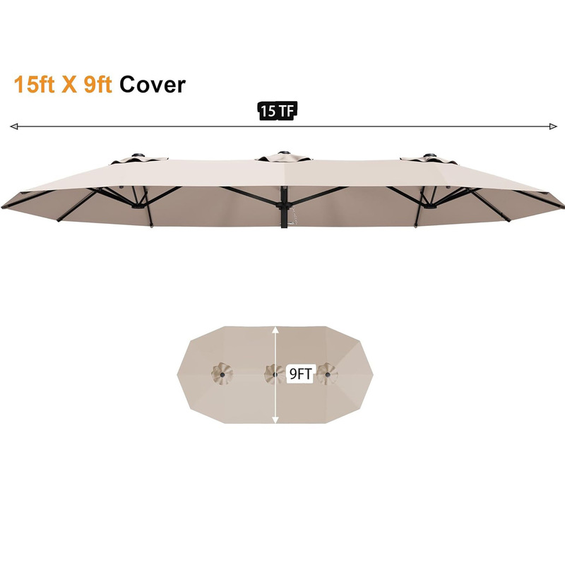 Three-head Umbrella Villa House Garden Courtyard Umbrella Balcony Outdoor Cafe Outdoor Parasol Replacement Umbrella Surface
