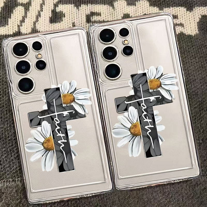 菊花十字架适用三星GalaxyS25跨境A70手机壳SamsungA73透明note20