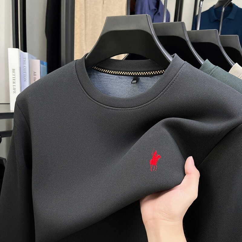 2025 Winter Long-Staple Cotton Crew Neck Men's Sweatshirt Fashion Trendy Brand Embroidered Paul Logo Long-Sleeve Men's T-Shirt Wholesale