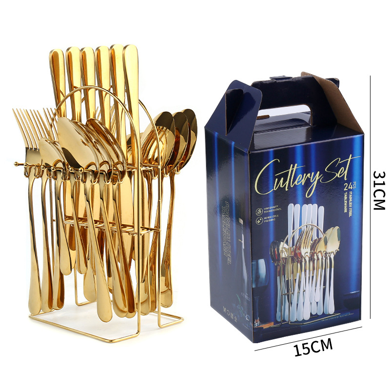 Juego de cubiertos occidentales de acero inoxidable 24 piezas con caja de regalo cuchillo tenedor cuchara