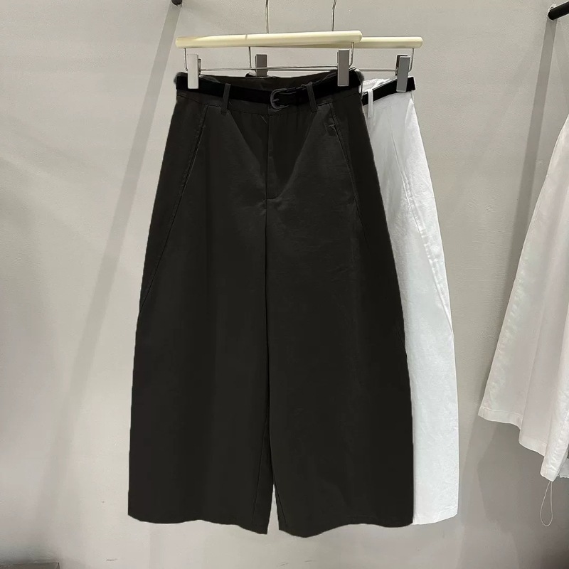 2025秋季韩版洋气九分弯刀阔腿裤女高腰简约气球裤百搭显瘦休闲裤|undefined
