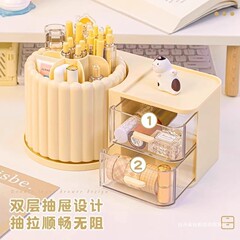 回転一体ペンホルダー収納ボックス軽豪華学生デスクトップ多機能大容量オフィス子供女の子デスク