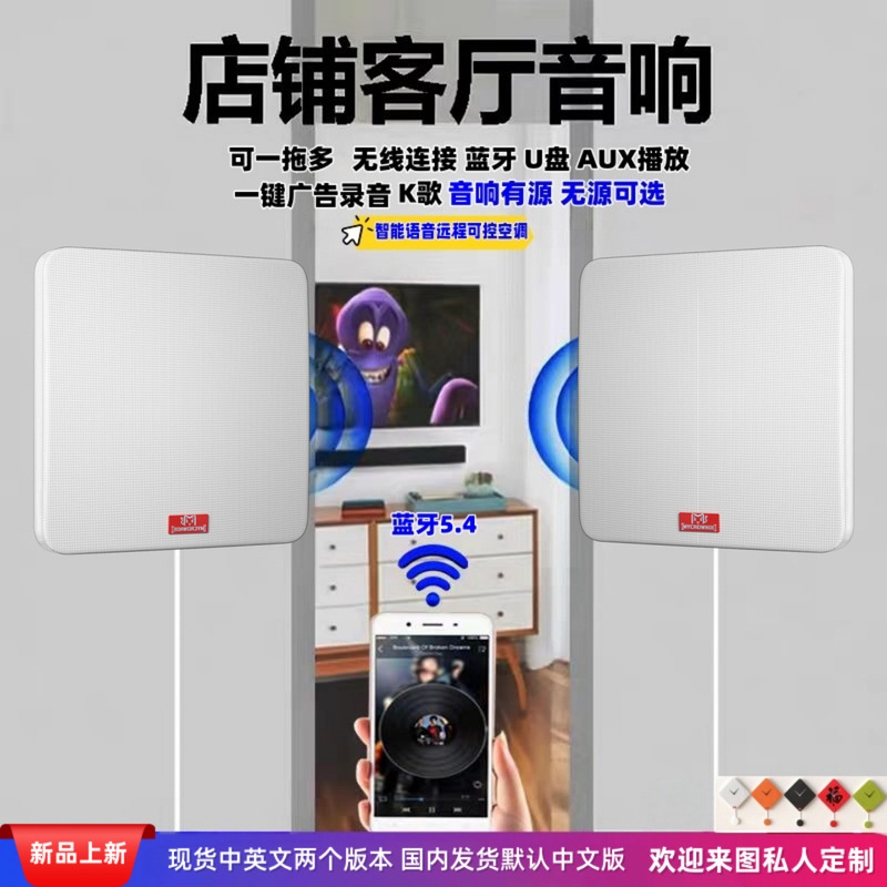 Wall-Mounted Wireless Bluetooth Speaker, Wall-Mounted Ceiling-Mounted Gym Conference Room Commercial Speaker, Bluetooth Wireless Commercial Speaker