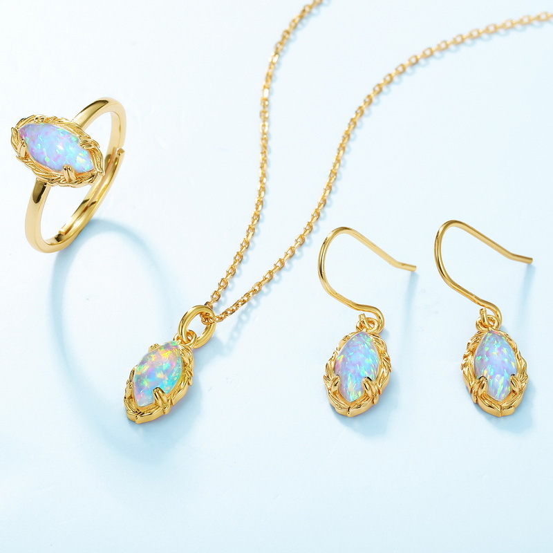 Japanese light luxury jewelry retro style Opal earrings for women S925 sterling silver earrings niche design earrings wholesale customization