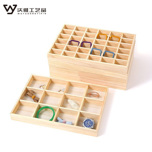  All Solid Wood Empty Tray Jewelry Storage Tray, Bracelet and Necklace Accessory Display Prop, Antiquity Grid Storage