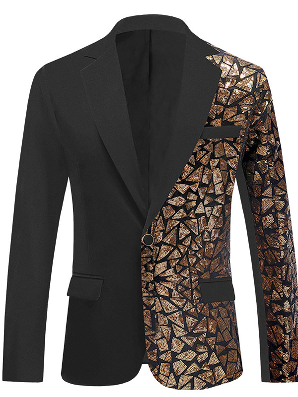 Cross-Border American Size Men's Half Suit Tops Performance Suits Jackets Nightclub Singers Casual Suits Fantasy Sequin Dresses