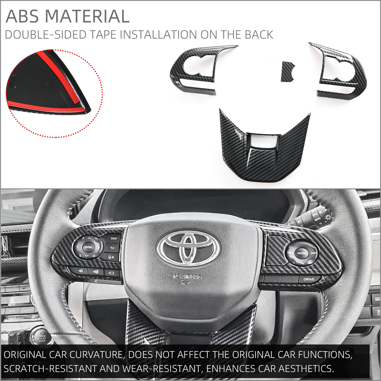 Suitable for 24 Models of Toyota Yaris Cross Steering Wheel Trim Button Frame Interior Modification Accessories