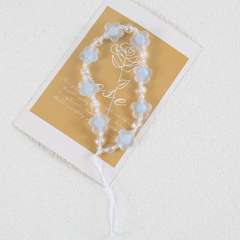 Flor cordón DIY teléfono móvil Shell cadena hecha a mano con cuentas fresca pequeña flor colgante cadena joyería decorativa cadena colgante