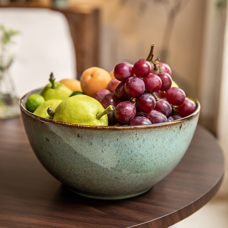 Bobby verde más alto profundizar retro 9 pulgadas tazón de sopa de cerámica enchupe tazón de pescado enchupe tazón de sopa exportación transfronteriza