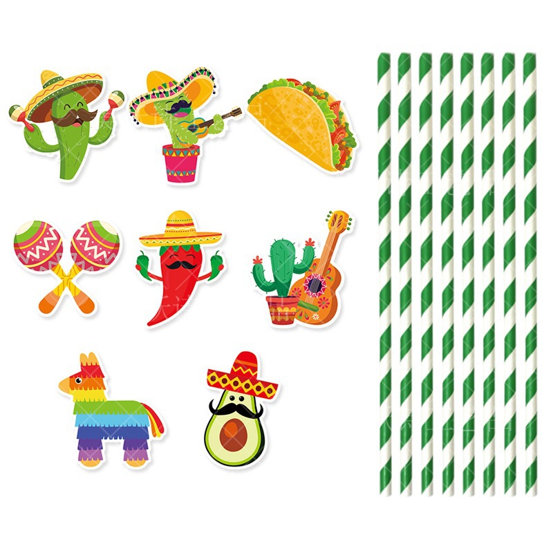 Tarjeta de inserción de paja de decoración de fiesta de Carnaval mexicano transfronterizo 5 de mayo Festival atmósfera decoración paja plug-in