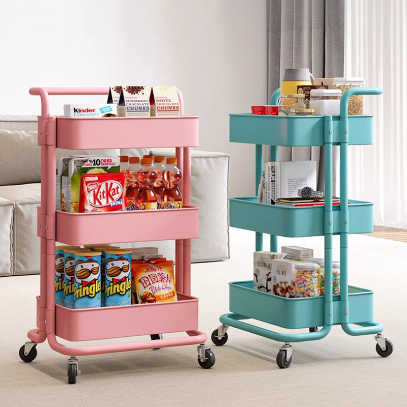 Estante de almacenamiento multicapa de carro pequeño doméstico armario de baño estante de almacenamiento móvil de dormitorio snack image 1